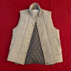 Men Gray Wool Blend Quilt Puffer Vest